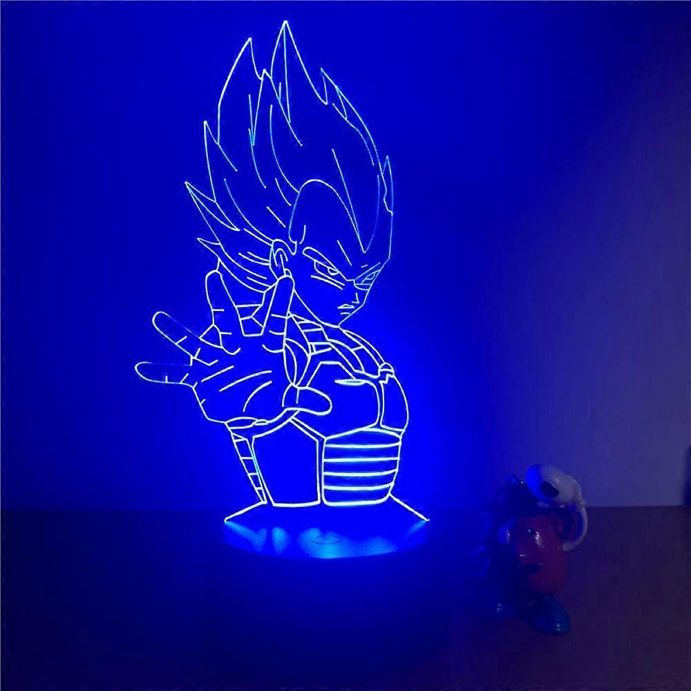 Children's 3D Night LightLED Dragon Ball Z Vegeta Super Action Figure 7 Colors Touch Optical Illusion Table Lamp Home Decoration Model-Remote Control