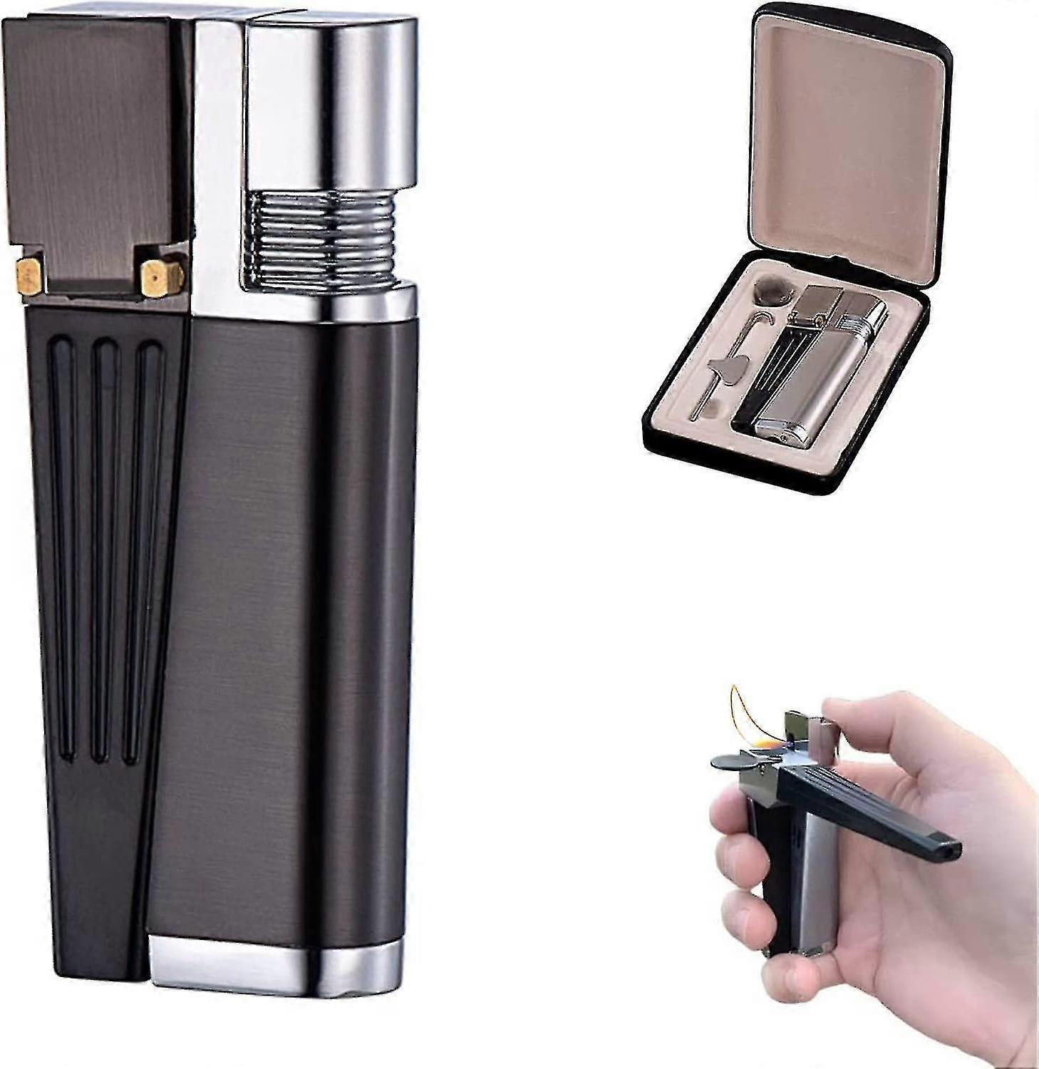 Lighter Pipe Combo - Portable Hitter Lighter Foldable Lighter Open Flame Multifunction 2-in-1 Metal Lighter Pipe Combo Best Gifts For Men S (d)