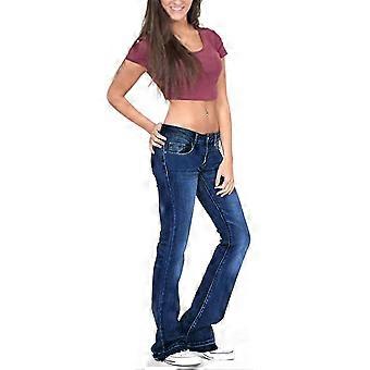 Red Seventy Women's Low Rise Bootcut Jeans - Stretch Cotton Belted 32" Inseam