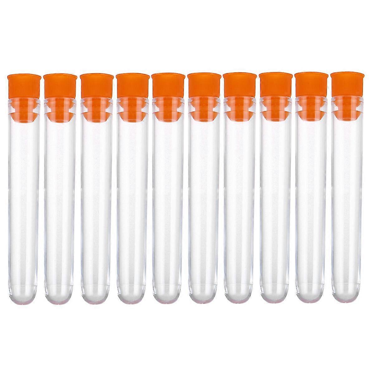 50pcs Plastic Clear Test Tube For Scientific Experiments Party Candy Storage With Cap(random Color)