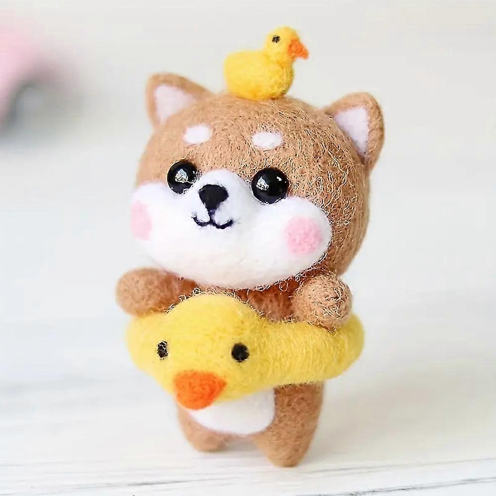 Needle Felting Kit For Beginners Diy Wool Felt Dog With Duck Craft Kits Handmade Wool Felts Doll Material Production Package Decoration