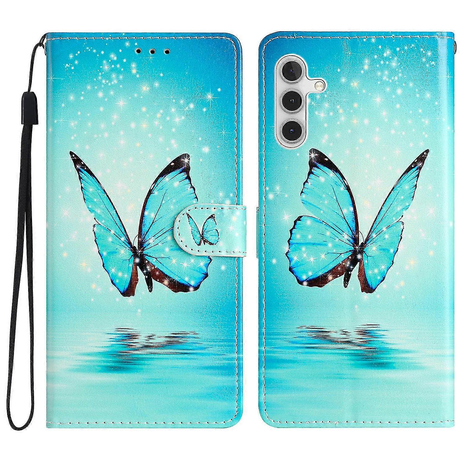For Samsung Galaxy A54 5g Pattern Printing Pu Leather Flip Phone Case Magnetic Closure Stand Wallet Folio Cover With Strap