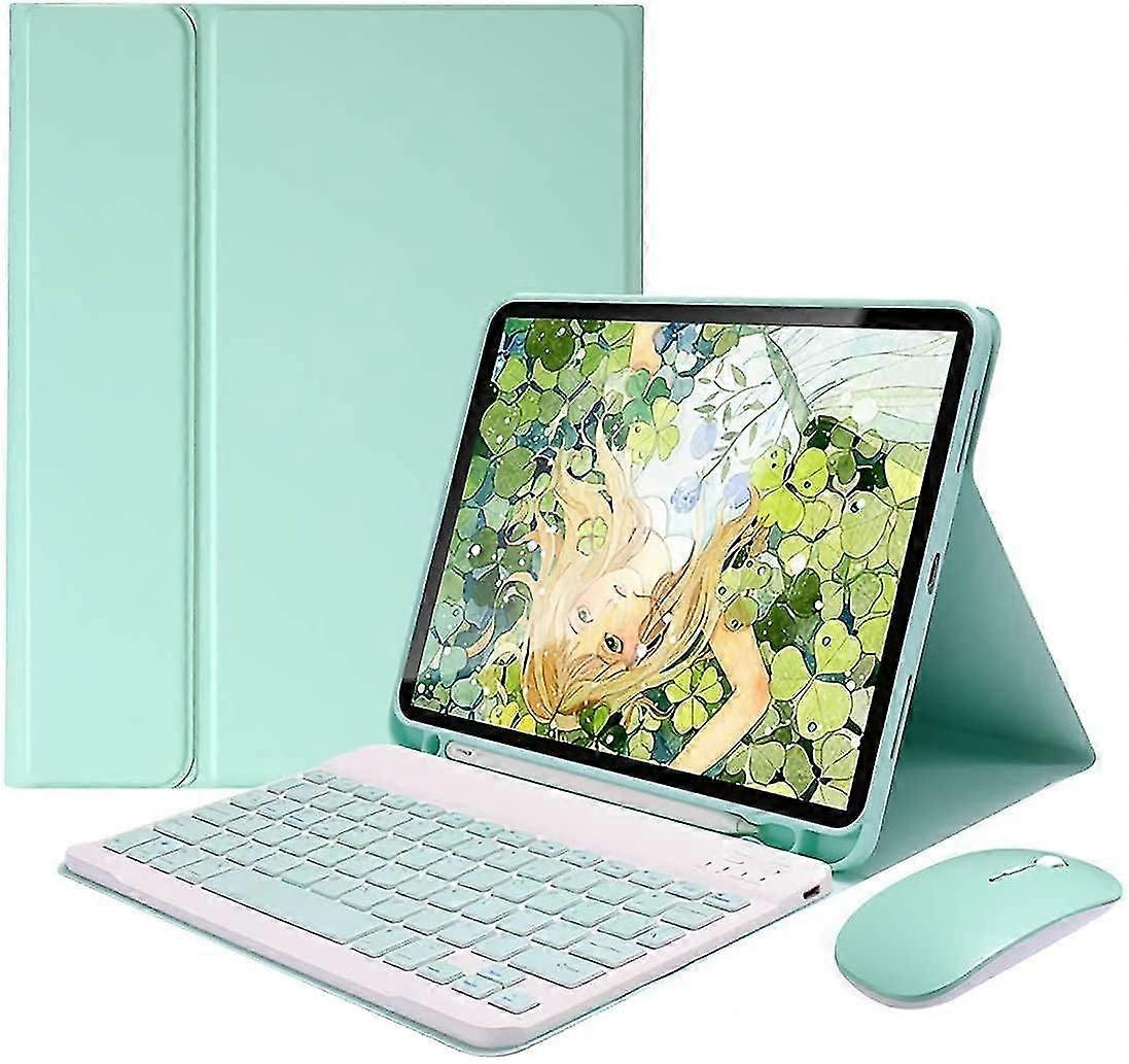 Ipad Mini 4/5 Keyboard Case com mouse, 7,9 polegadas Geração Case com destacável sem fio Bluetooth Keyboard Pencil Holder Couro Smart Covergreen