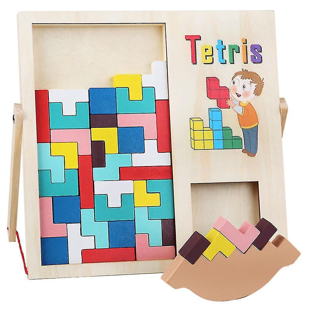 Wooden Cube Stacking Game With Multi-coloured Brick Brain Toys