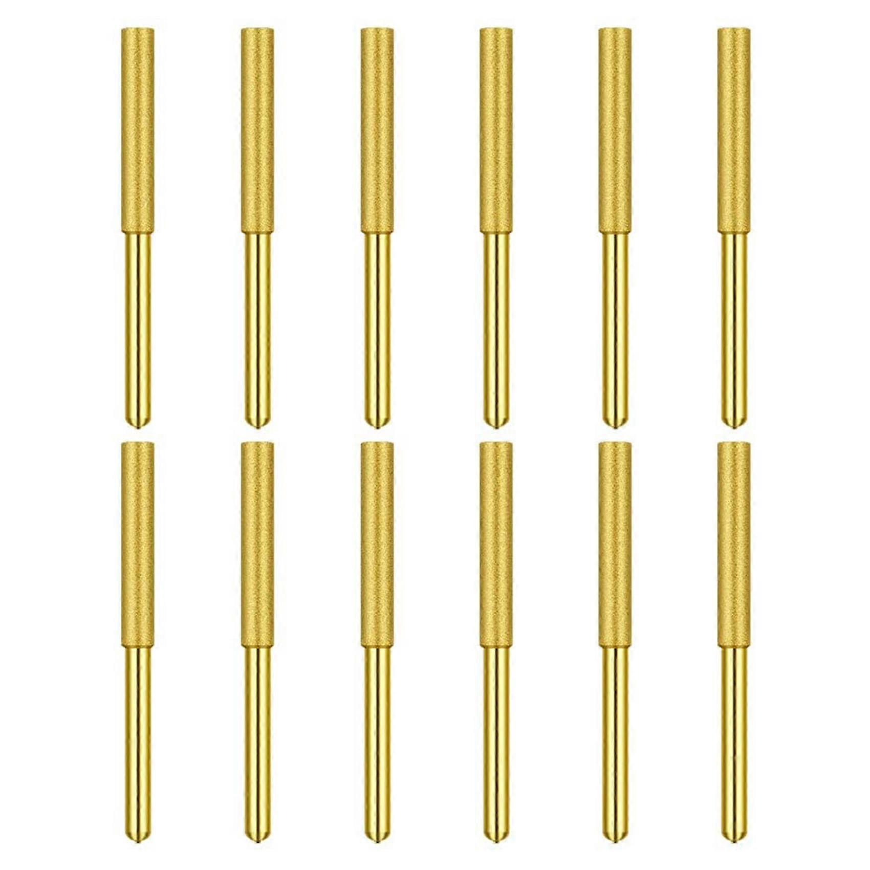 12 Pack Diamond Chainsaw Files, Burr Grinding Stone File, Titanium Plated Sharpening Wheels Chainsaw Sharpener (4.0mm)