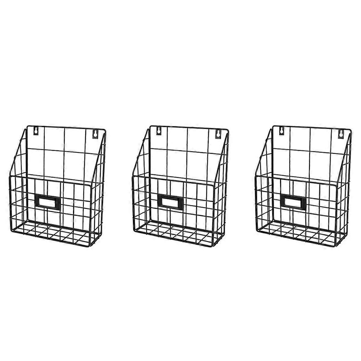 3X Wire Mail Basket - Wall Mounted Hanging Folder/Document Organizer - Economic & Easy to Install T