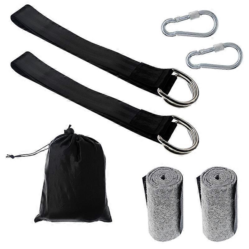 Swing Attachment Strap Set, 2 Carabiner, 1 Carrying Bag for Swing and Hammock (Black)