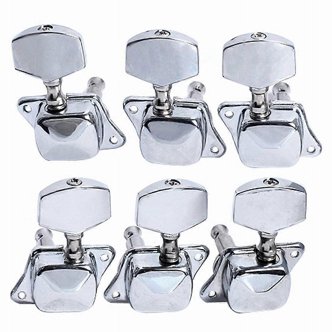 6Pcs/Set 3R3L Guitar String Tuning Pegs Tuners Machine Heads Guitar Parts Accessories - Silver