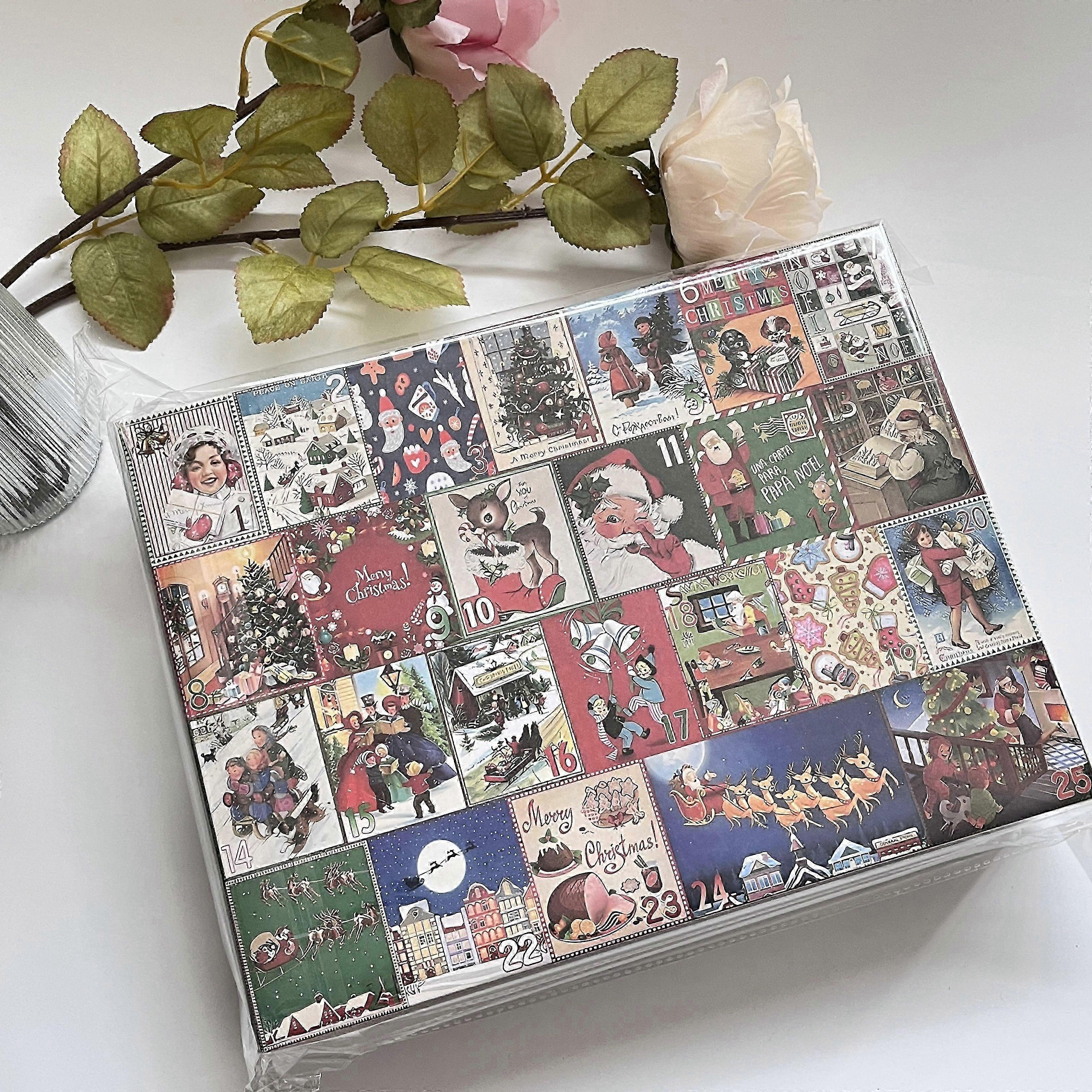 Haiweisi 1pc Noël Calendrier de l’Avent Jigsaw Puzzle Noël Compte à rebours Jigsaw Puzzle Blind Box Play Noël Jigsaw Cadeaux Scène Decor Festivals Dec