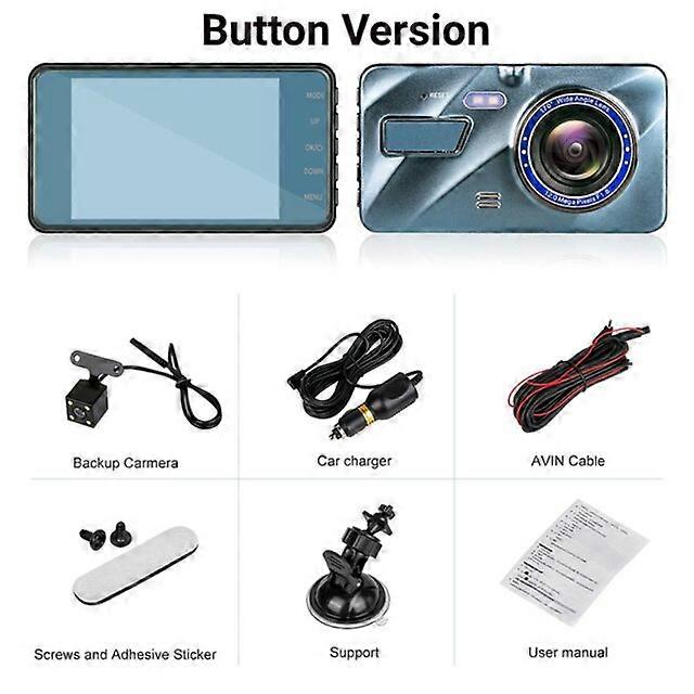 1080P Dash Cam Auto Dash Camera for Car Camera Front and Rear View Car DVR Loop Recording Night Vision Wide Angle Video Recorder