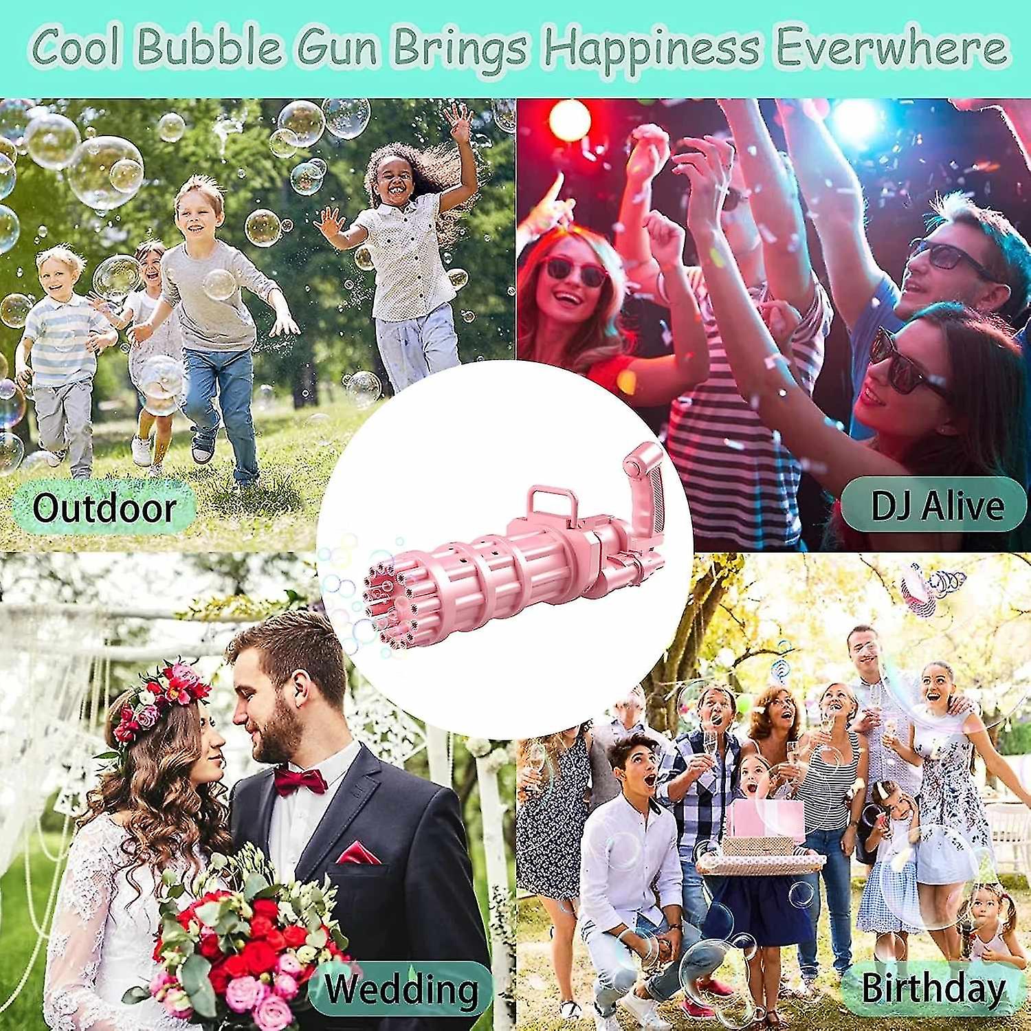 Kids Gatling Bubble Machine 15 Holes Automatic Bubble Gun Summer Soap
