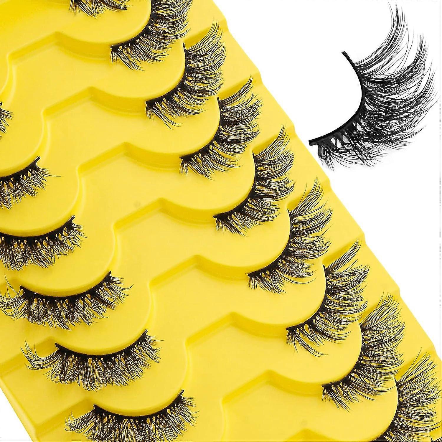 Half False Eyelashes 10 Pairs- 6D False Eyelashes Natural 3/4 Short Eyelashes Professional Lashes Black Reusable