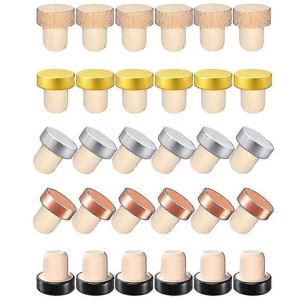 30pcs Wine Bottle Cork Stopper T Shaped Wine Stopper Tasting Cork Replacement Reusable Cork Glass B