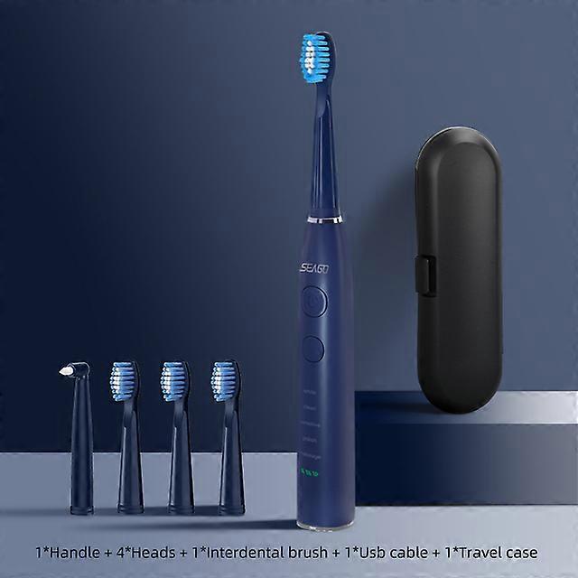 فرشاة أسنان سيجو الكهربائية الصوتية القابلة لإعادة الشحن عبر USB للبالغين، عمر بطارية طويل 360 يومًا مع 4 رؤوس بديلة هدية SG-575Toothbrushes
