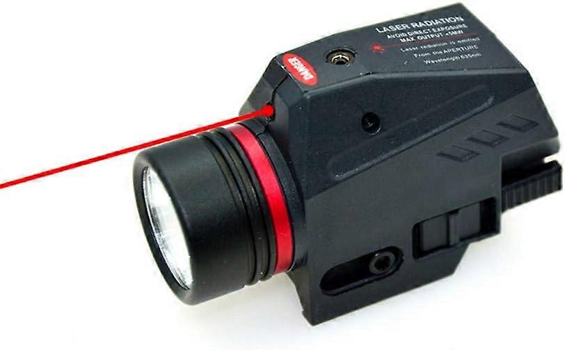 Tactical Led Flashlight Red Laser View 20mm Track
