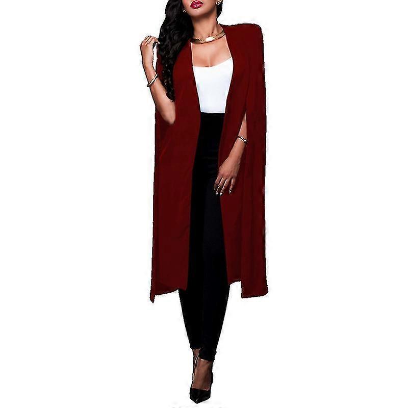Frauen Casual Open Front Cape Umhang Trench Duster Mantel Lang