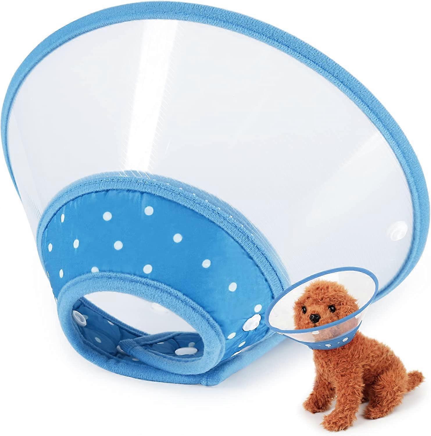 Pet Cone for Small Dogs and Cats, 3 Size of Adjustable 5.7-8in Lightweight Recovery Elizabethan Collar for Cats, Puppies and Mini Dogs (Blue)