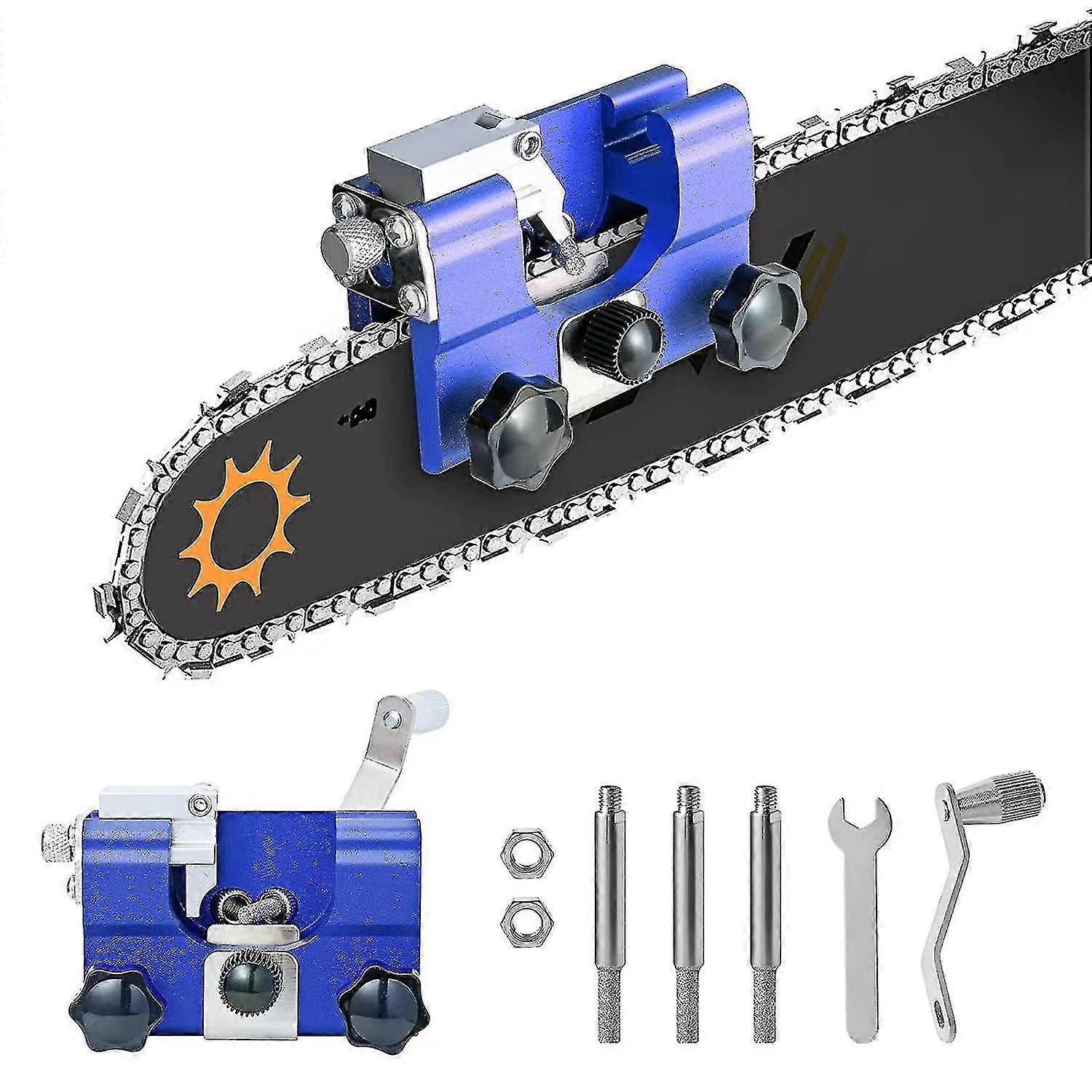 Chainsaw Sharpener, Chainsaw Chain Sharpening Jig Kit With 3 Carbide Knives For All Kinds Of Chainsaws, Lumberjack"s Hand-crank Portable Chainsaw Shar