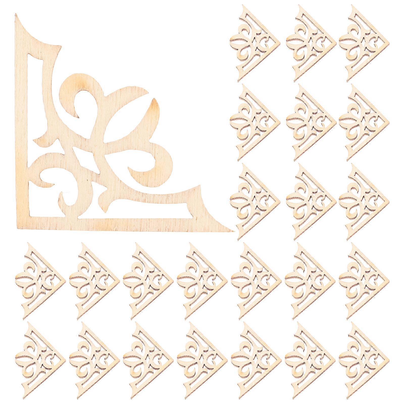 50pcs الخشب الصلب منحوتة زاوية Onlay الأثاث والديكورات المنزلية غير مطلية زينة