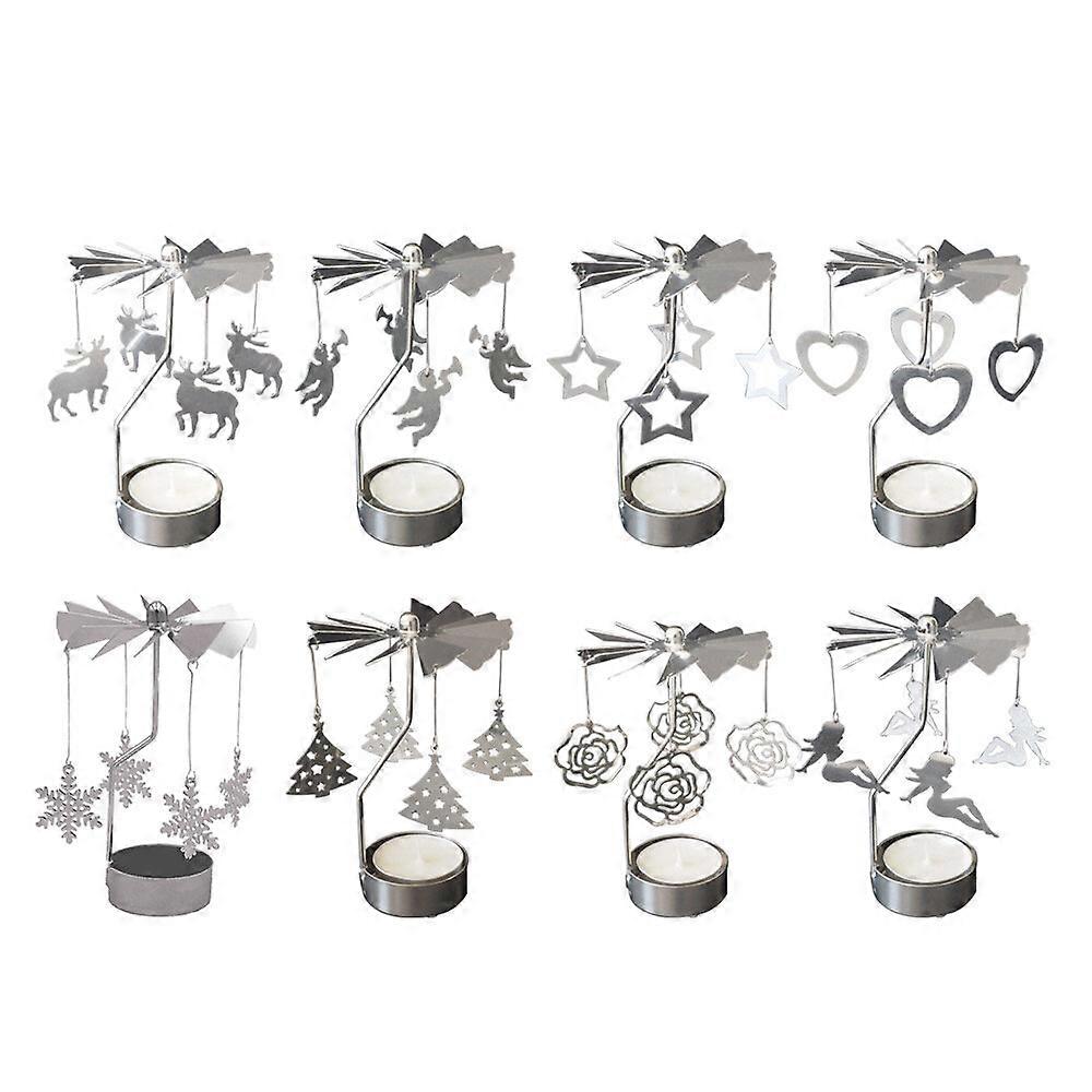 Spinning Tea Light Candle Holder Rotating Candlestick Festive Fireplace Home