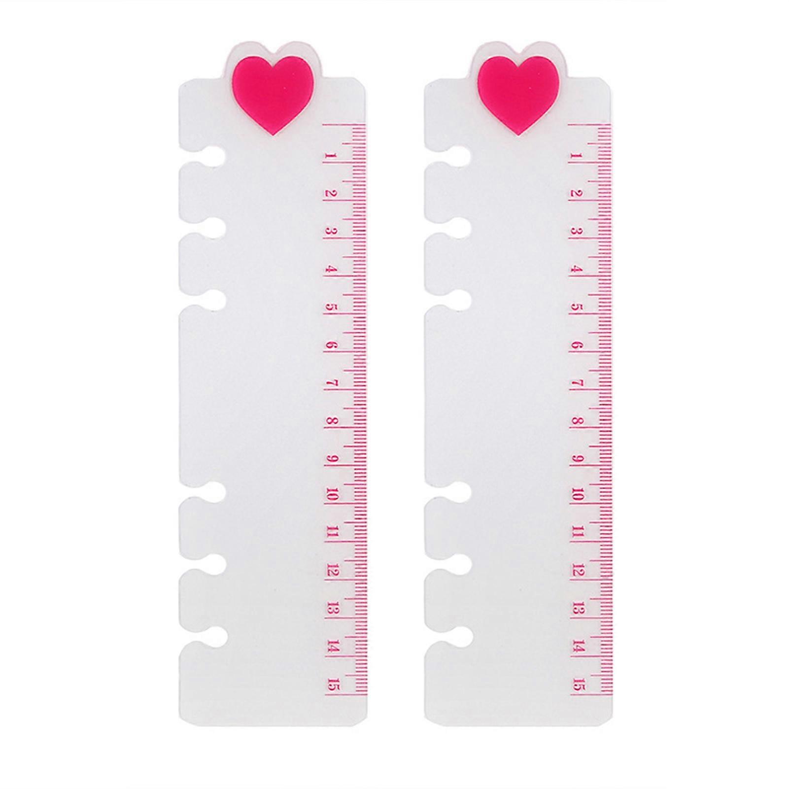 2Pcs Adorable Heart Pattern Bookmark Ruler Clear Pattern Precise PVC Scrapbook Ruler for Students