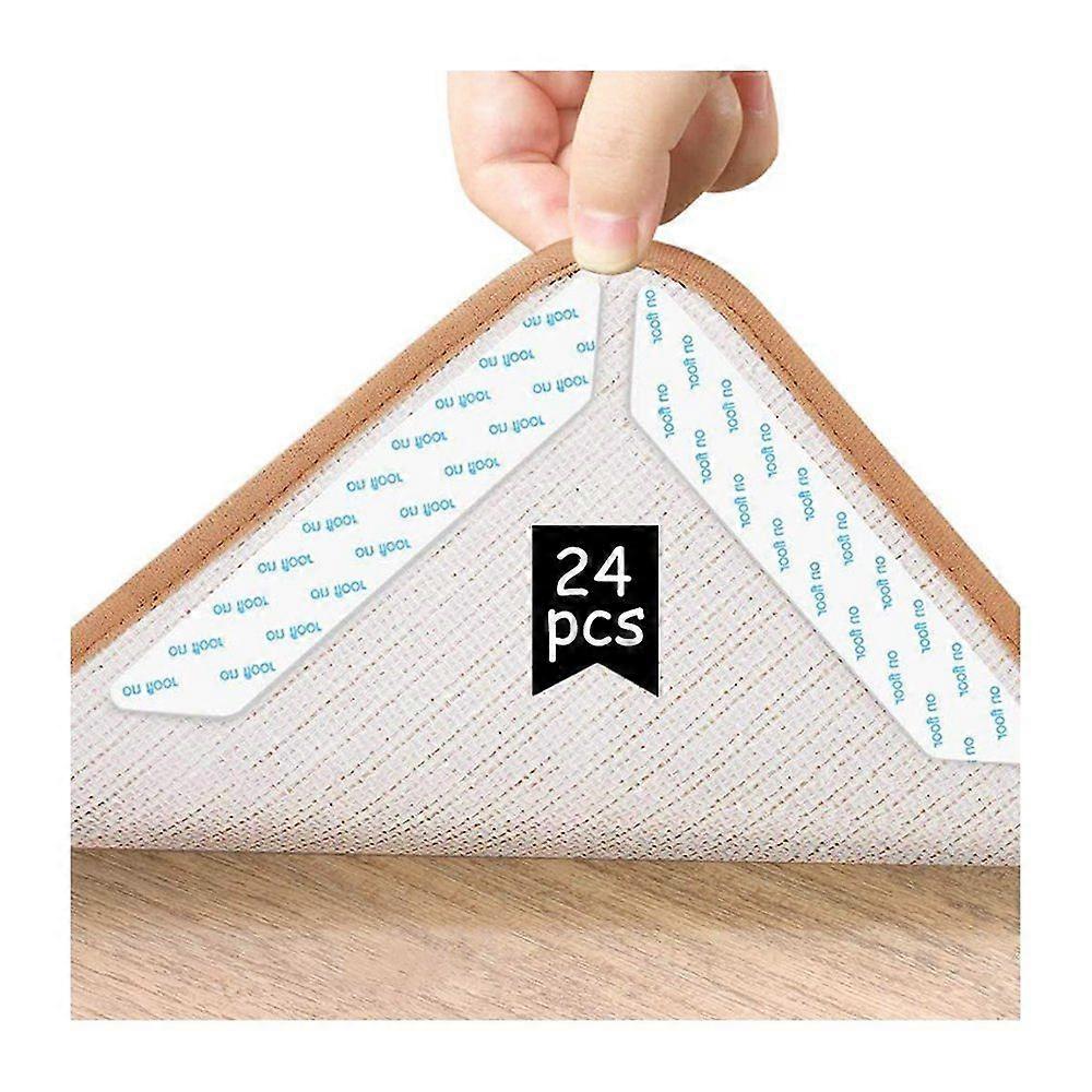 Carpet Anti-Slip Pad 24 Pieces Anti-Slip Mat Anti-Curling Carpet Gripper Carpet Pad Double Sided Washable