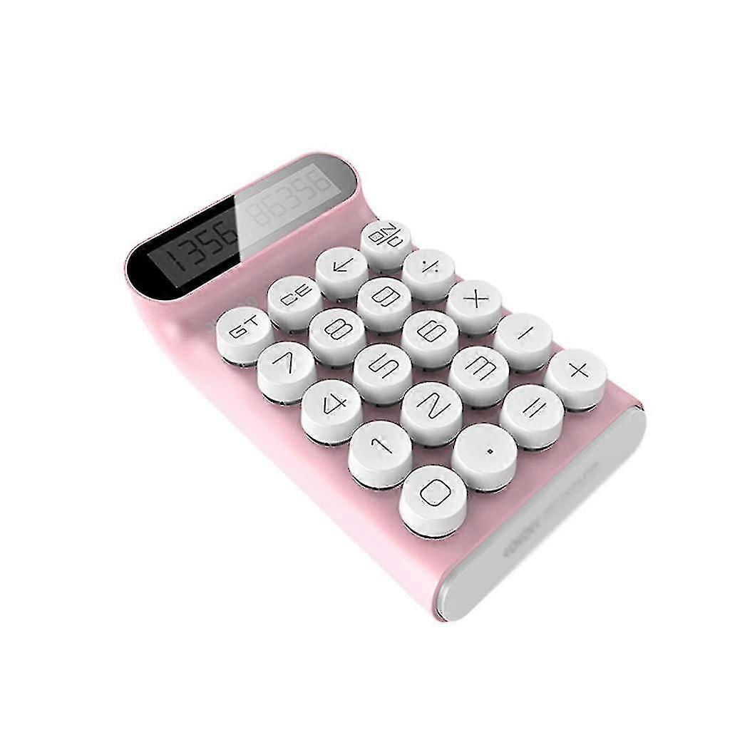 Retro Portable Calculator Mechanical Keyboard Computer 10-digit Lcd Display Financial Office Fashion Calculator (color : Pink, Size : One Size) - XY