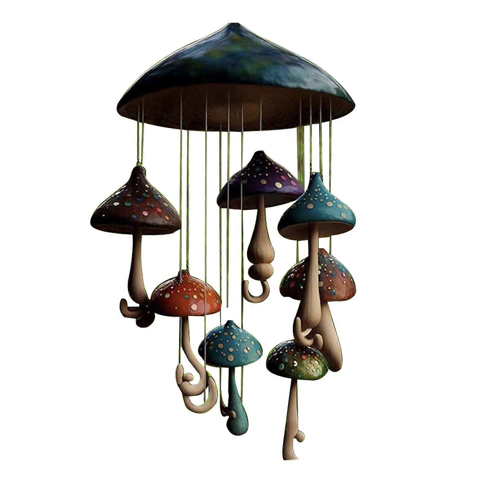 ユニークなナチュラルスタイルロマンチックな樹脂カラフルなキノコ風鈴屋外屋内装飾パティオバルコニーガーデンデコレーションアップグレード