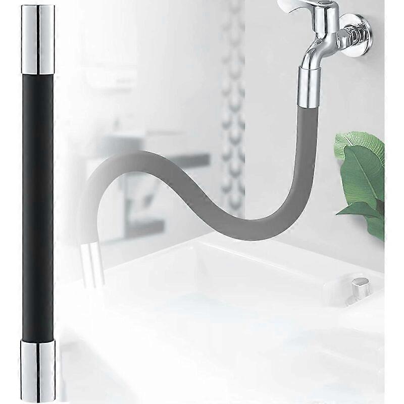 360° Flexible Hahnverlängerung - SL. GT für Bad und Küche im Freien (Schwarz), Gesamtlänge (50 cm)