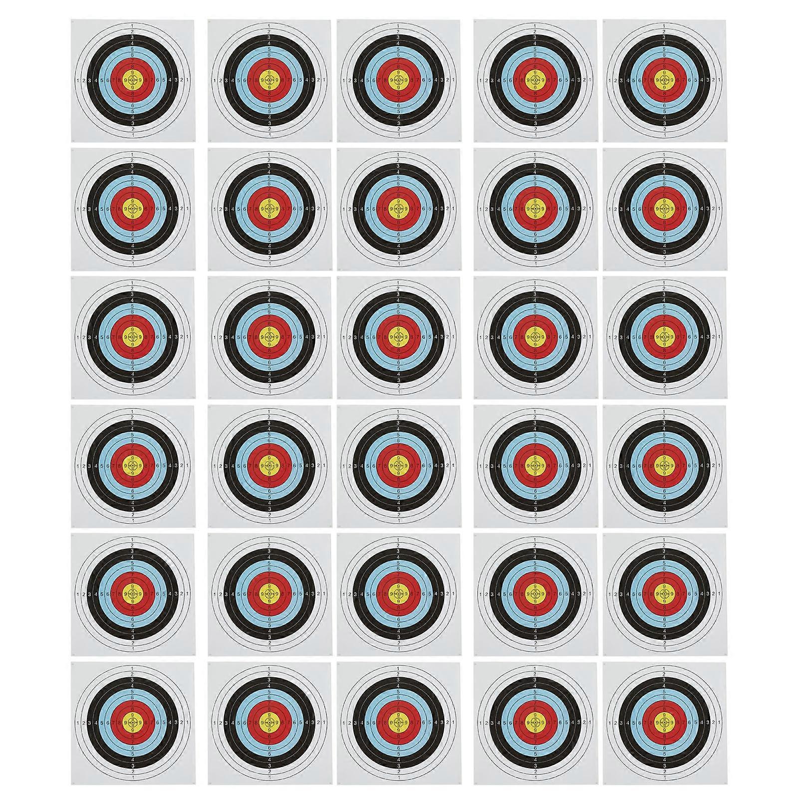 30 PCS Archery Target Paper Recurve Compound Pulley Bow Full Ring Shooting Target Papers