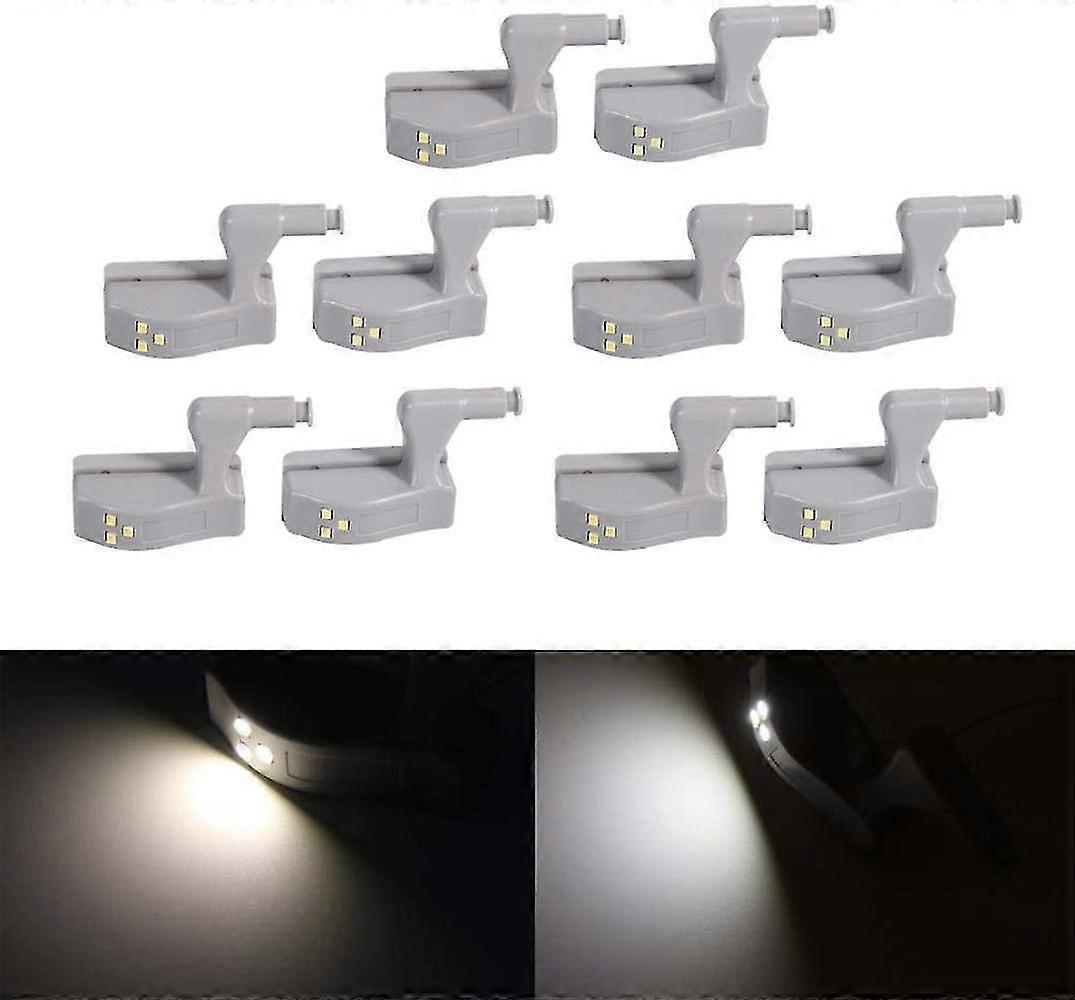 10pcs Led Cabinet Lights Universal Wardrobe Hinge Sensor Light Kitchen (white light)
