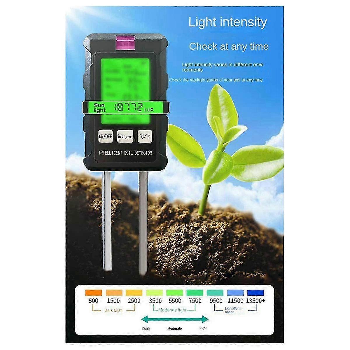 6 In 1 Soil Ph Meter Tester Soil Tester Ph Moisture Meter Temperature Sunlight Intensity Measuremen