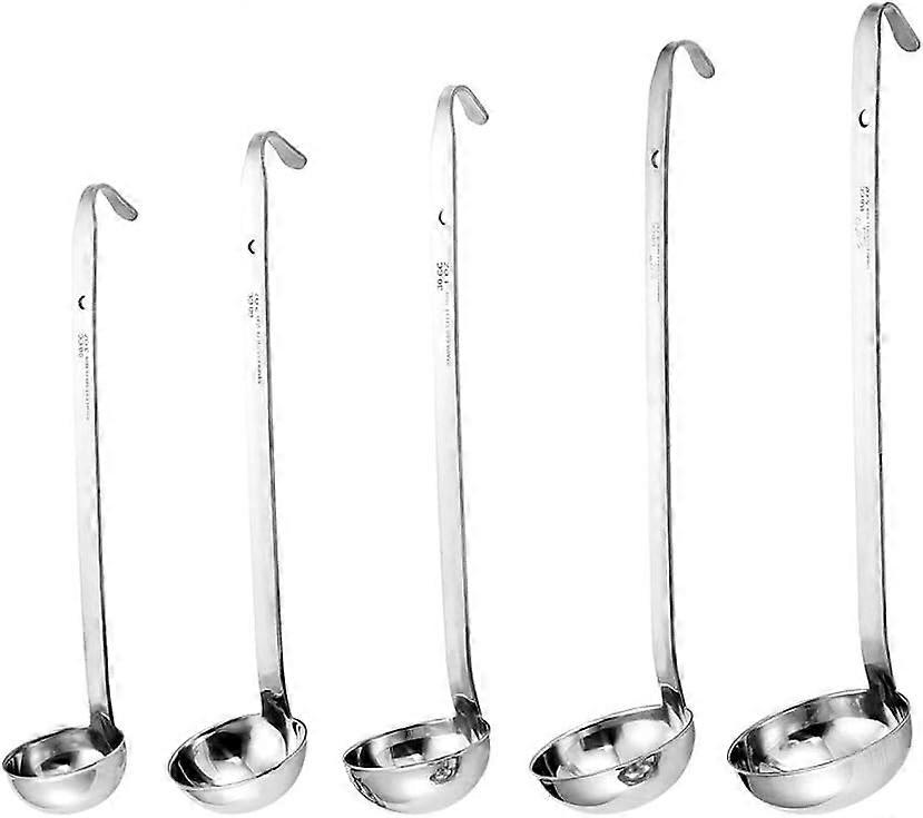 Stainless Steel Soup Ladle Set with Long Handle, Durable Kitchen Utensils for Cooking and Serving 16-Inch Size