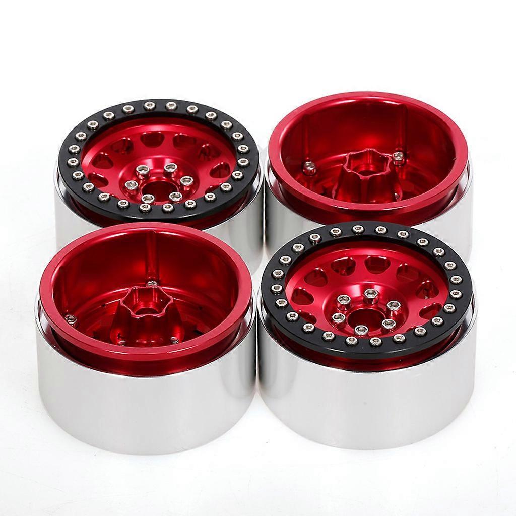 2.2’’ Realistic RC Crawler Wheel Hubs Set of 4 Pieces for 1/10 Scale Model Interior Spares RC TRXX4 Remote Control Toy Reddish black