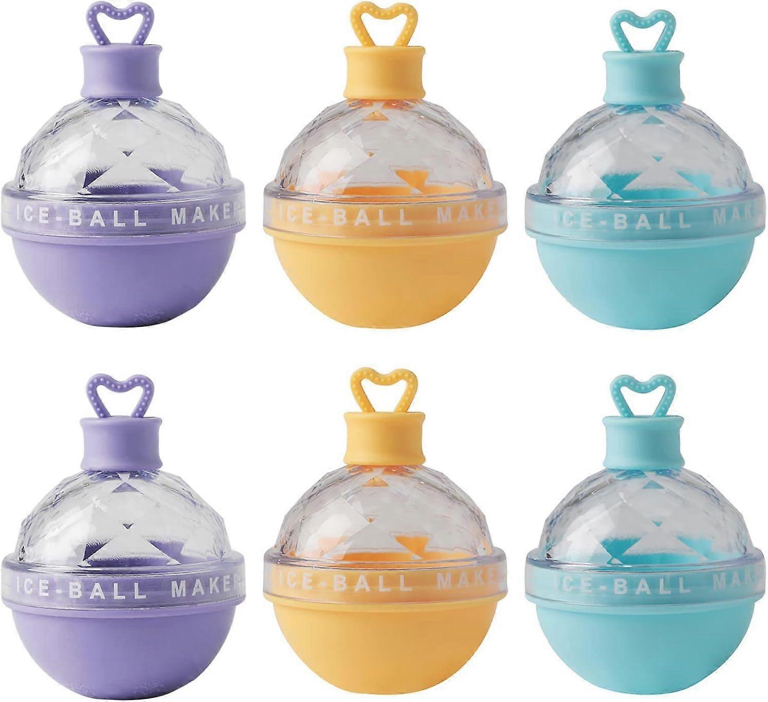 Ice Ball Maker Mold, 6Pcs Silicone Sphere Whiskey Ice Ball Maker with Lids, Round Ice Cube Mold for Cocktails Bourbon