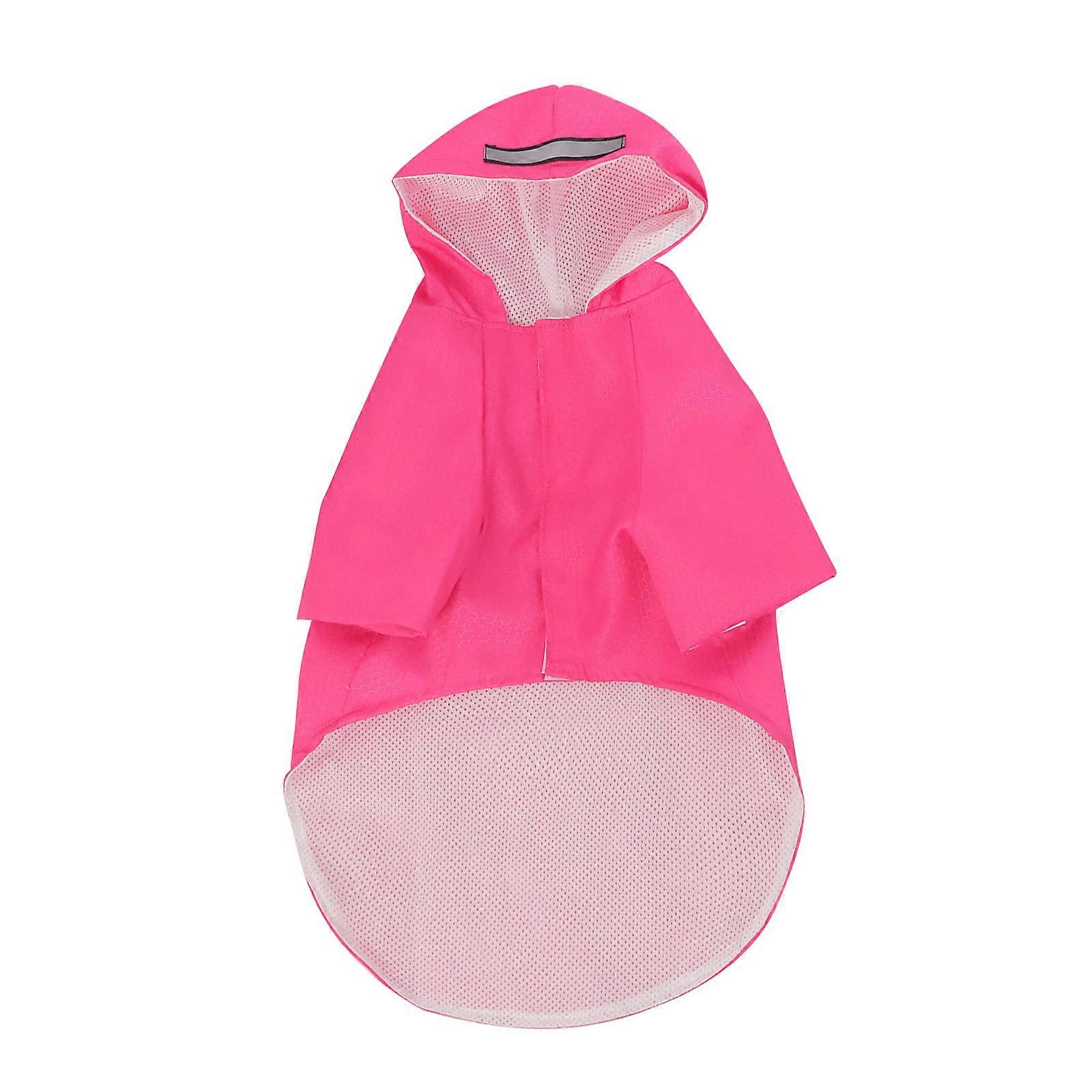 Dog Raincoat with Reflective Strips Waterproof Comfortable Reflective Puppy Raincoat with Hook and Loop for Pets Dogs Cats Rose Red M
