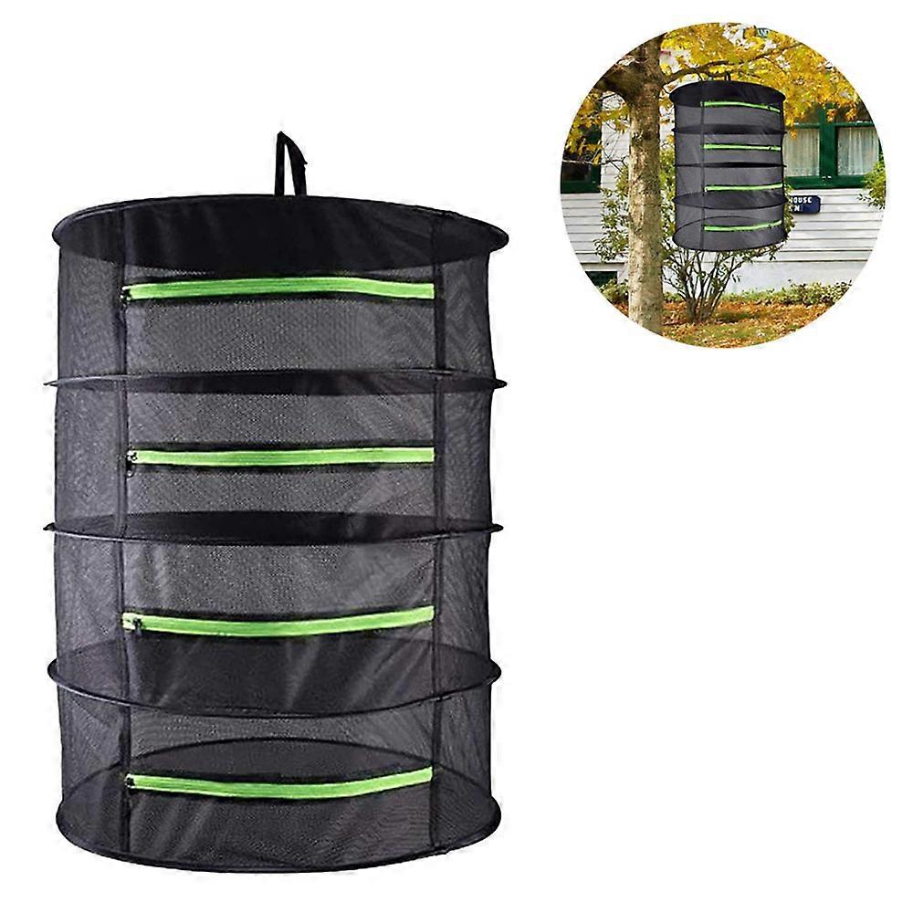 4-Layers Herb Drying Rack, Heat-Absorbing Nylon Material, Multi-Purpose Design, Zippered Herb Drying Net, Black, 60 Diameter. Your Essential