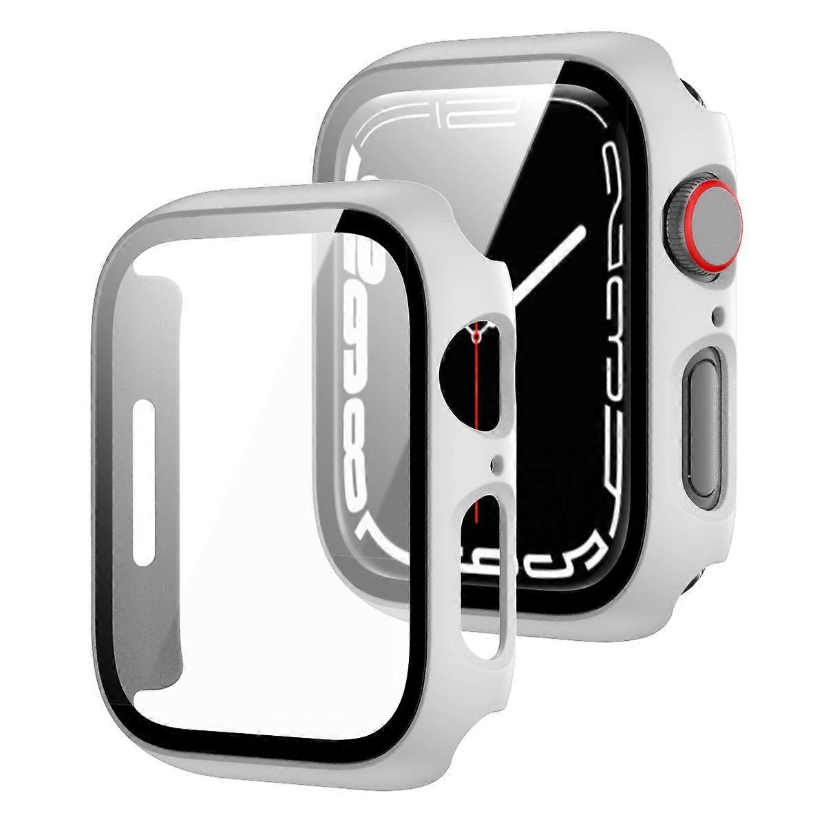 2 in 1 PC Frame + Tempered Glass Protector Case For Apple Watch Series 9 / 8 / 7 45mm For Apple Watch Series 8 / 7 45mm