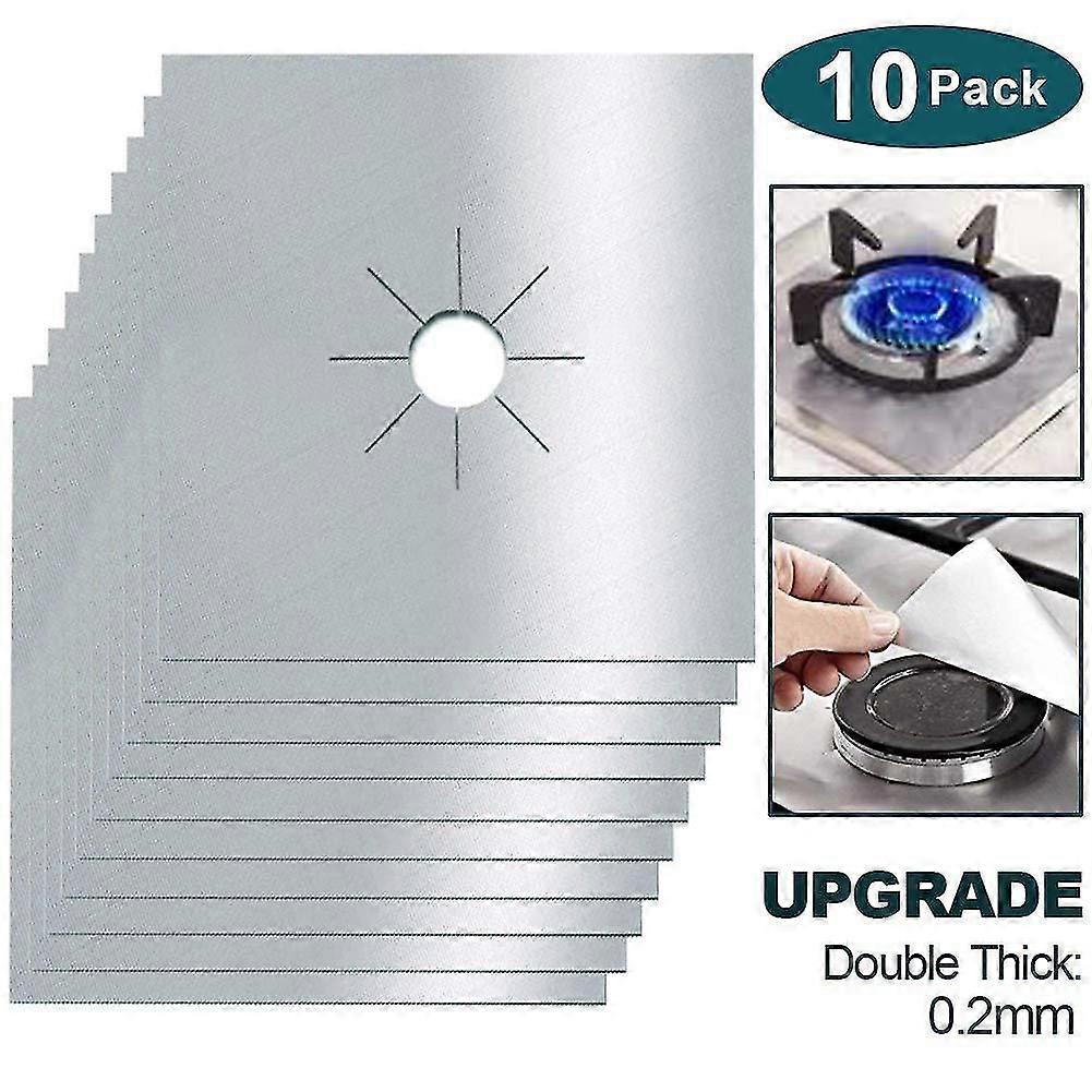 PXCL Gas Hob Screen Protectors, 10pcs Reusable Non-stick Cooker Protector Gas Stove Protector Silver