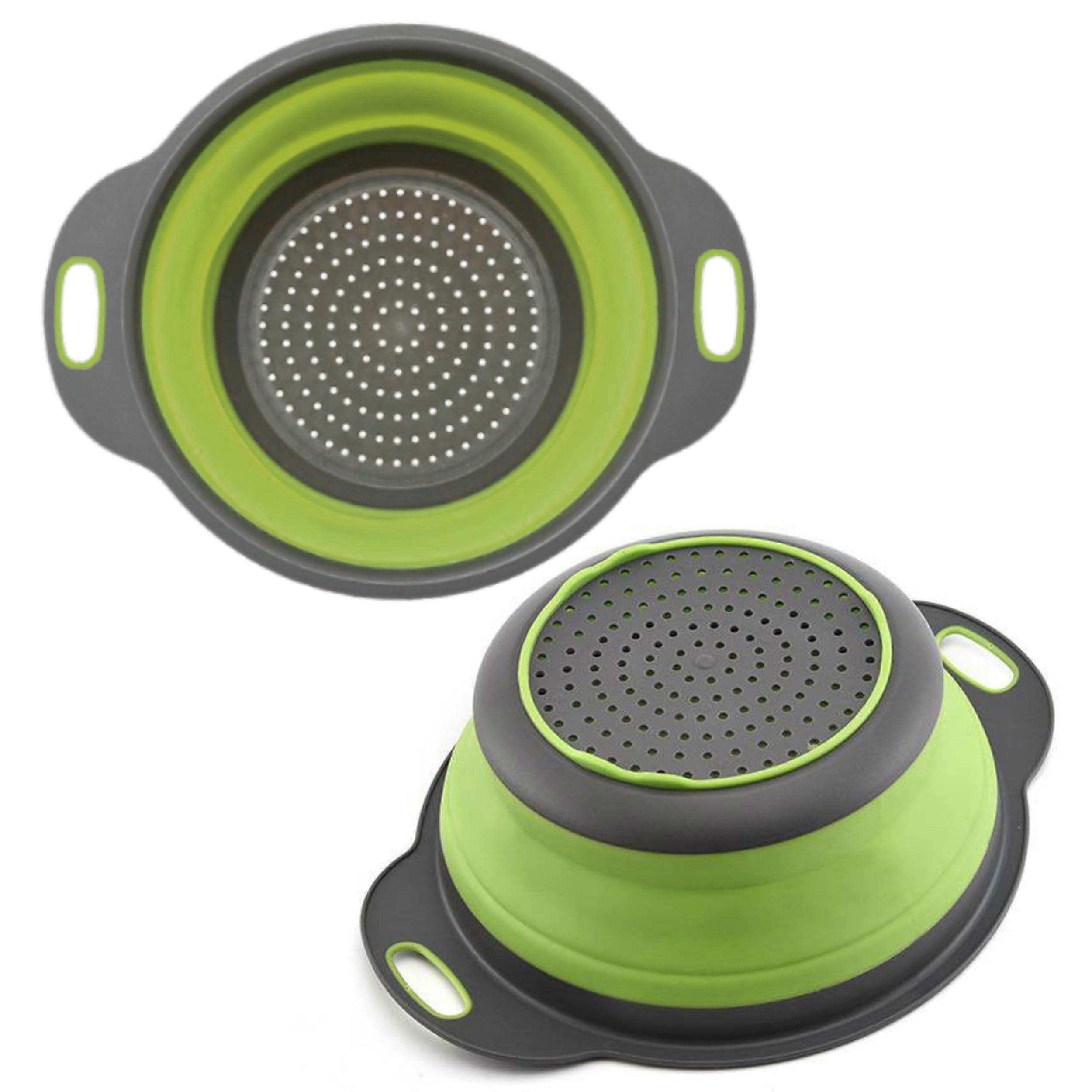Collapsible Silicone Colander – Foldable Strainer with Handles for Draining