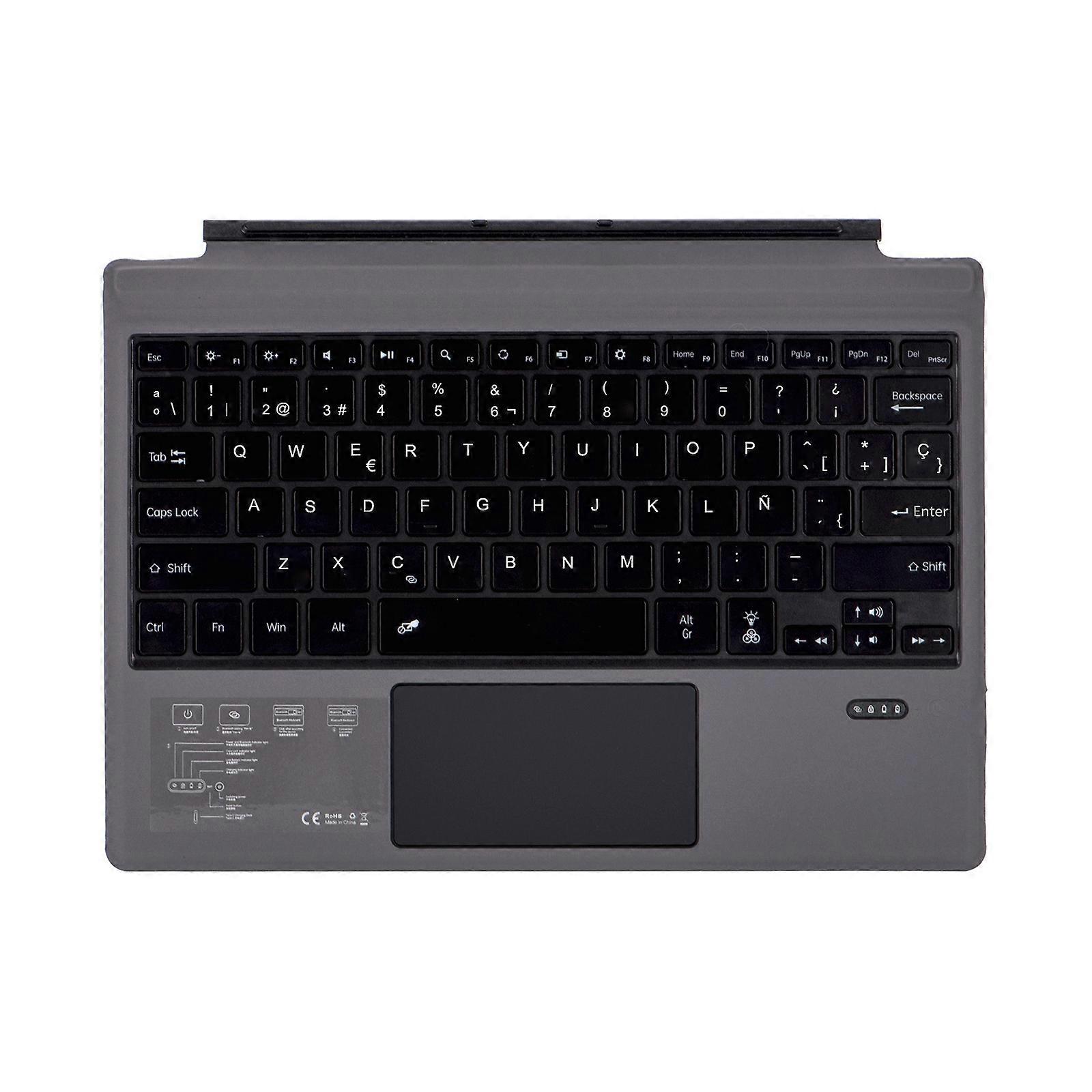1089DC-ES Spanish Backlit Magnetic Bluetooth 3.0 Keyboard for Microsoft Surface Pro 7 / 6 / 2017 / 4 / 3