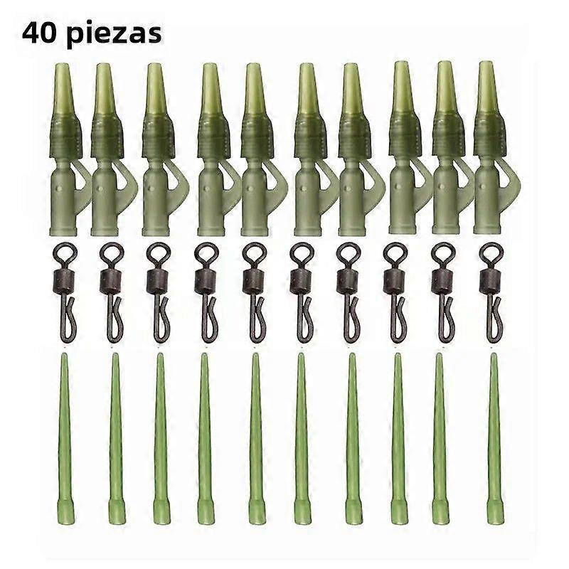 40PCS Carp Fishing Accessories Quick Rod Lead Clip Non-Slip and Non-Tangle Rubber Head Fishing Tools