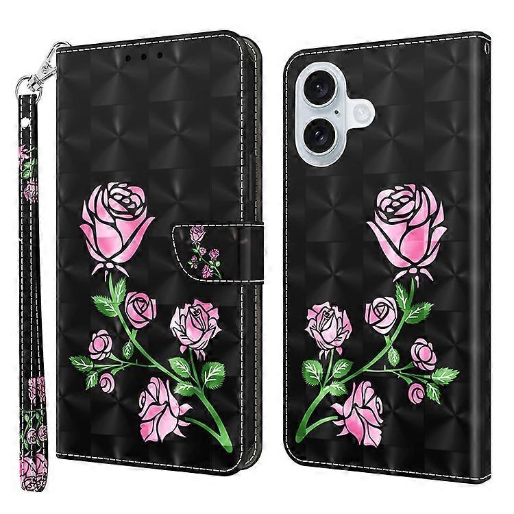 Compatible For iPhone 16 Plus Case Stand Pattern Printing Leather Phone Cover