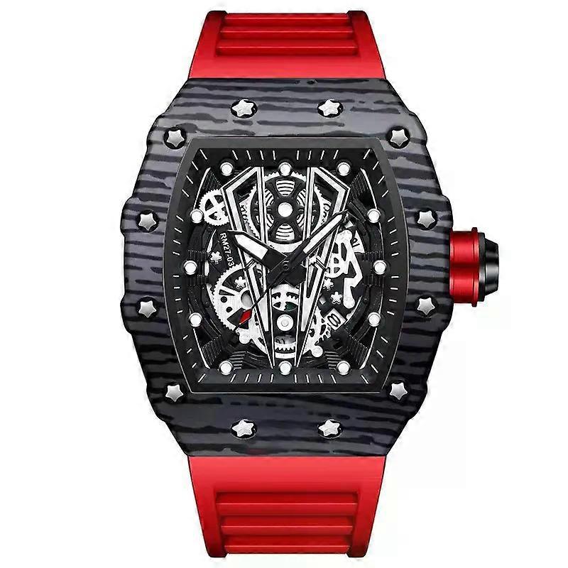 Men Watches Openwork Chronograph Quartz Watch 50Mm Big Dial Silicone Army Male Clock Military Sports Relogio Masculino