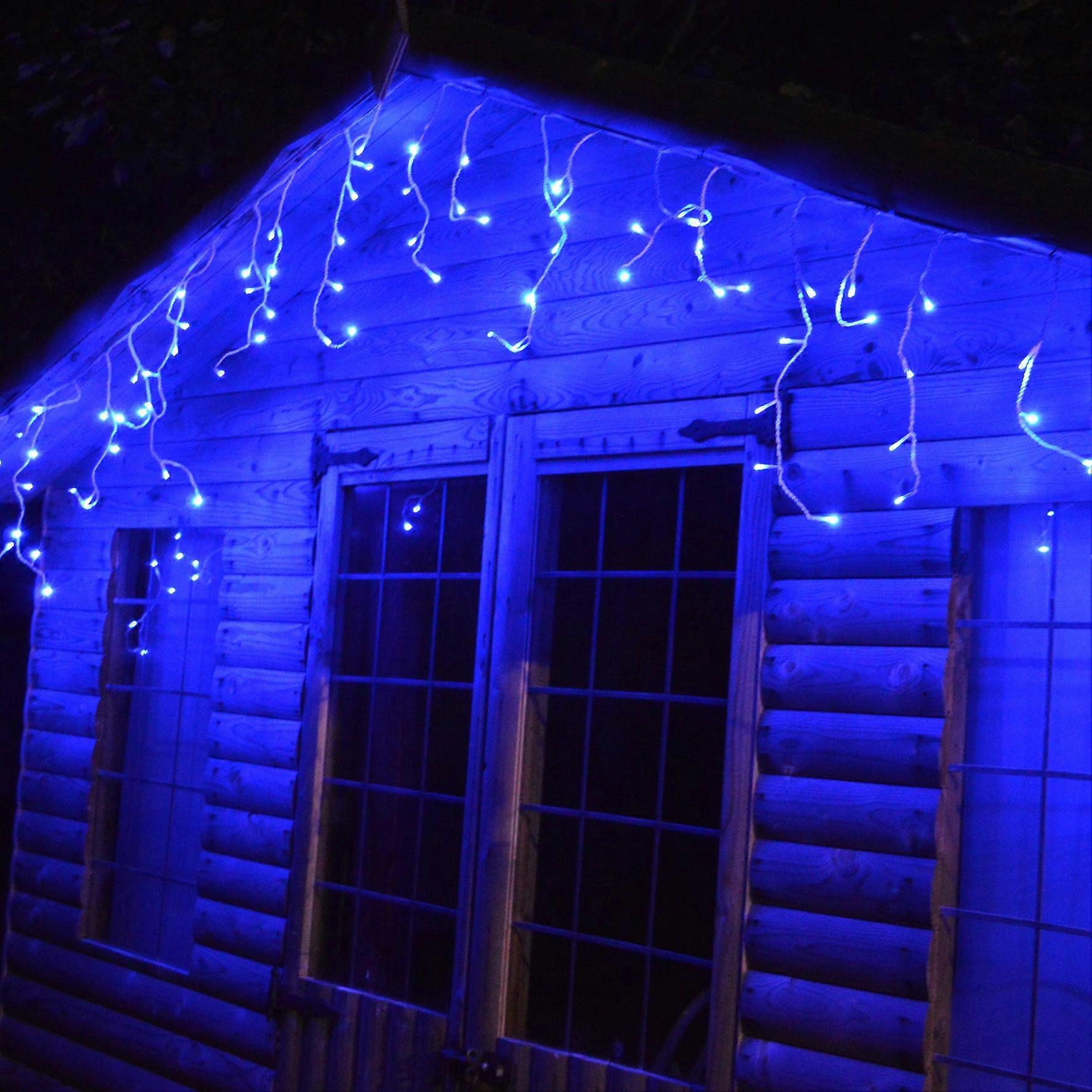 175 Led (7.5m) Lumineo Outdoor Twinkle Icicle Lights 8 Function - Blue