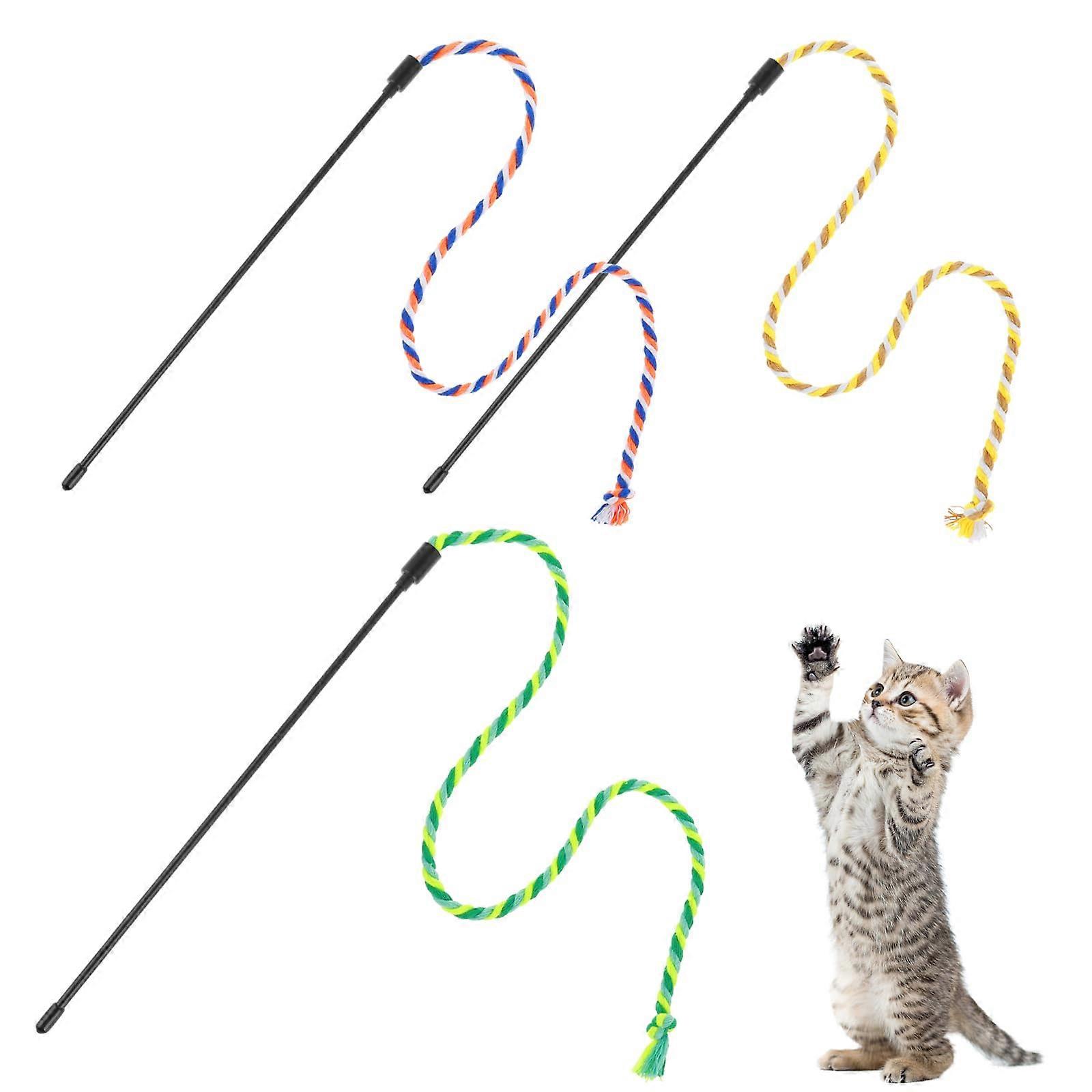 3 Pack Cat Feather Teaser Toys for Interactive Play, Assorted Colors, Durable Material, Engaging for Kittens and Cats