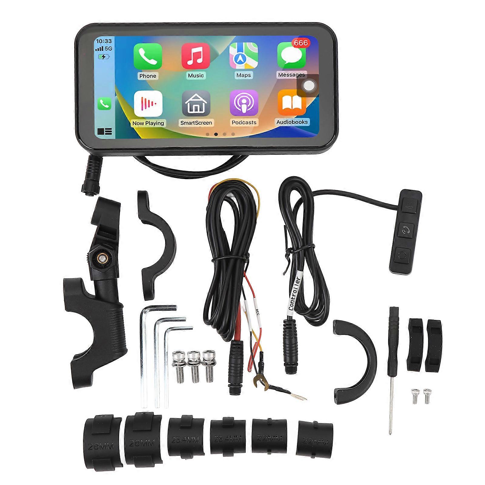 6.25inch Motorcycle Wireless Touch Screen for Carplay for Android Auto Water Resistant Portable Motorbike GPS Navigation System