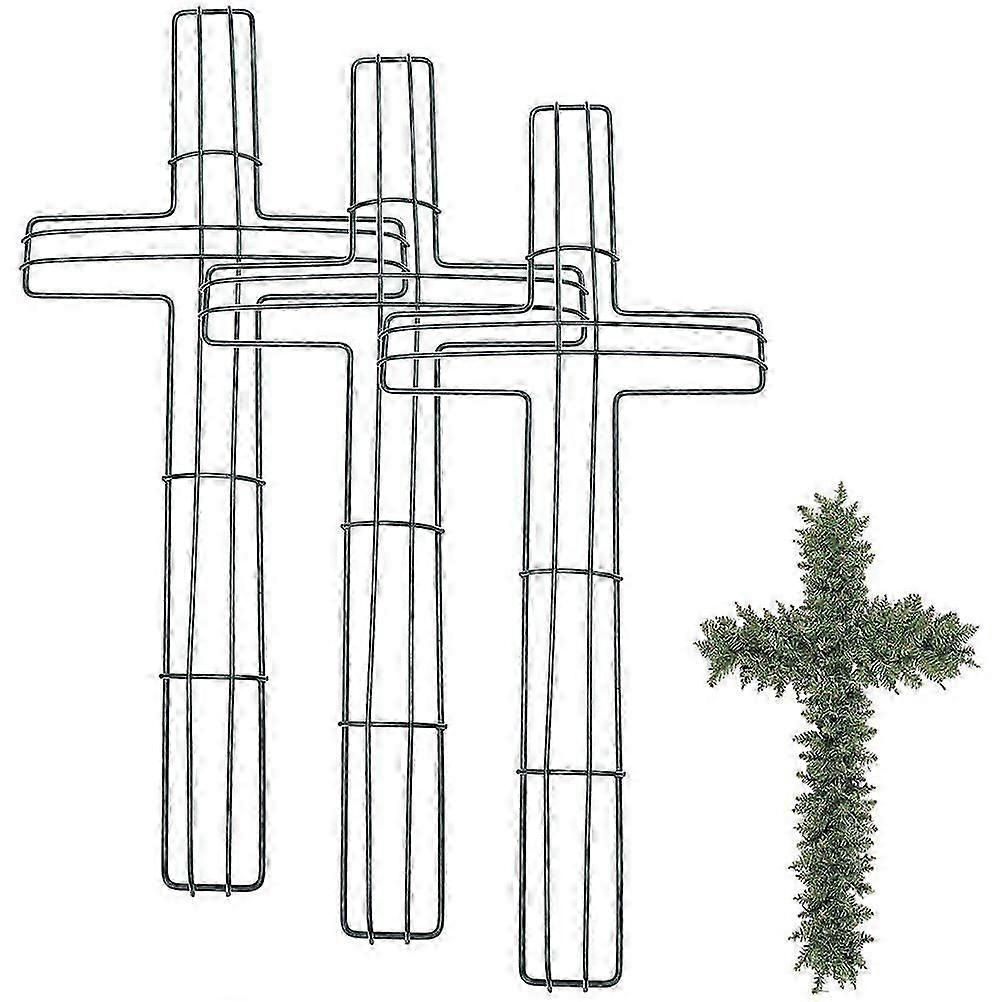 3pcs Cross Shaped Metal Wire Wreath Frame Religious Church Themed Wreath Frame