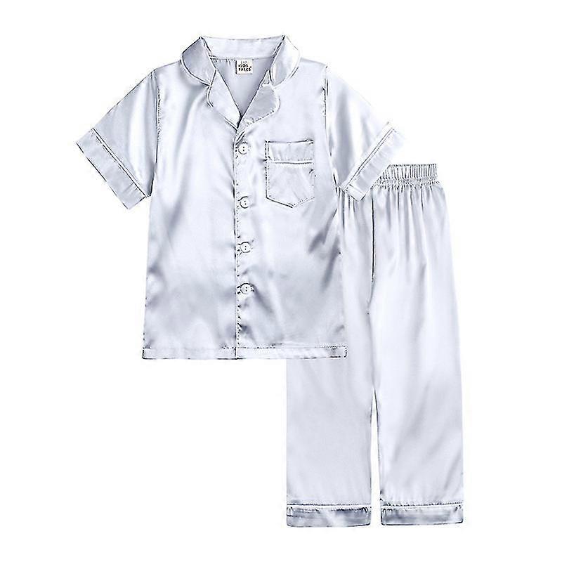 Baby Kleinkind Satin Pyjama Set - Button-Down Nachtwäsche (lang/kurzärmelig, Mädchen & Junge)