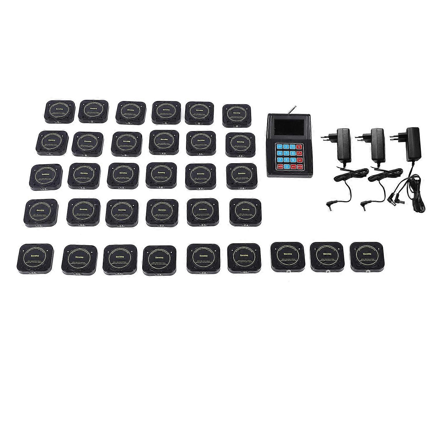 Wireless Calling System Vibration Sound Flash Keypad Transmitter with 30 Receivers Restaurant Pager